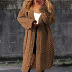Damen Grobstrick-Jacke mit eleganten Knopfdetails und lässigem Schnitt R&B