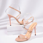 Damen elegante Stiletto-Sandalen mit funkelndem Riemen R&B