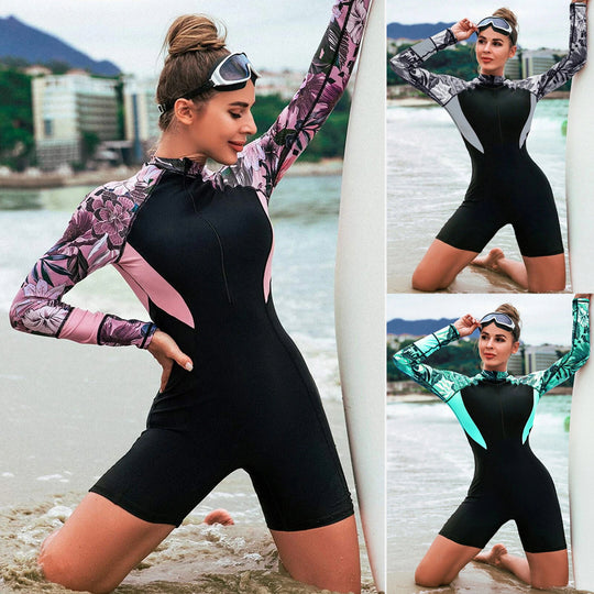 Damen Surfanzug mit langem Arm und floralem Design R&B