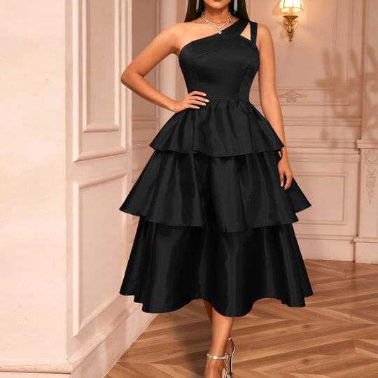 Damen festliches Wickelkleid mit voluminösem Rüschendesign R&B