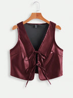 Damen elegantes Cropped-Top mit zeitgemäßer Schnürung R&B