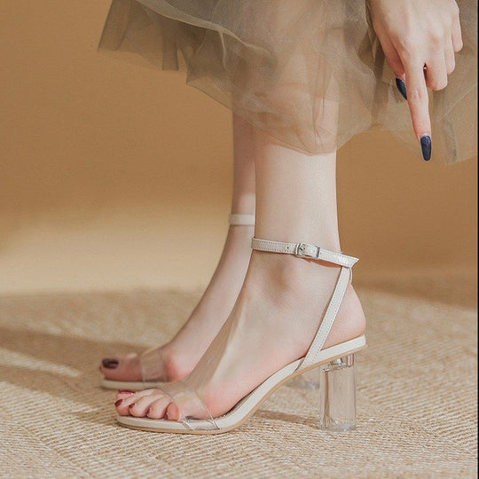Damen Transparente Riemchen-Sandalen mit elegantem Blockabsatz R&B