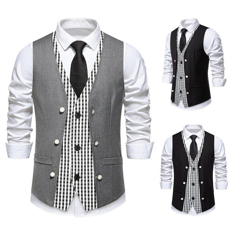 Herren elegante Weste mit kariertem Innenfutter R&B