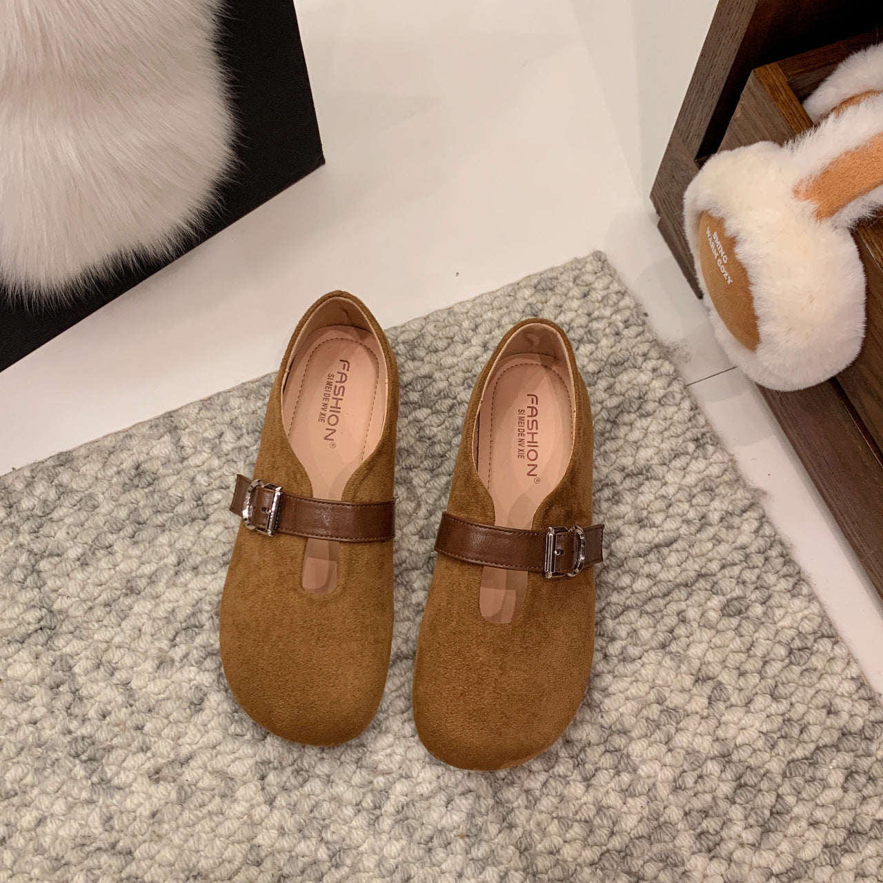 Damen elegante Mokassins mit modischer Schnallenverzierung R&B