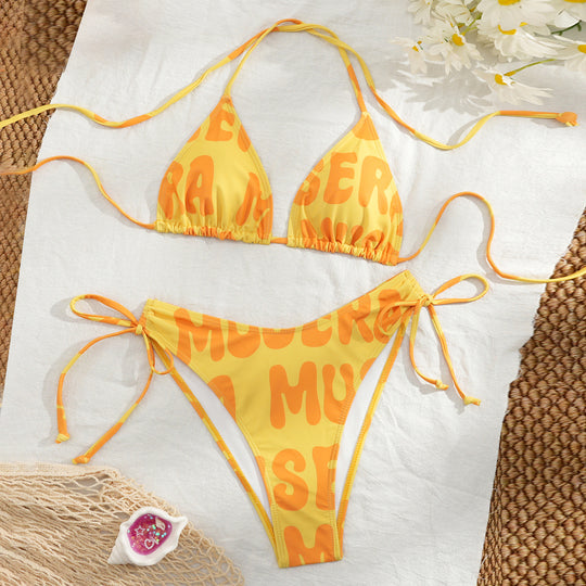 Damen Bikini-Set mit verspieltem Farbmuster und verstellbaren Bändern R&B