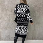 Damen Grobstrick-Cardigan mit grafischem Muster und offenem Schnitt R&B