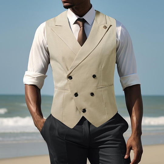 Herren elegante Business-Weste mit doppelter Knopfleiste und feiner Textur R&B