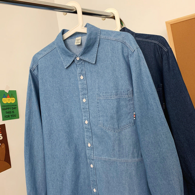 Herren Denim Longsleeve Hemd mit klassischem Button-Down-Kragen R&B