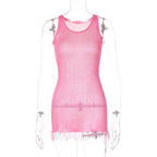 Damen Netzkleid mit zarten Fransen R&B