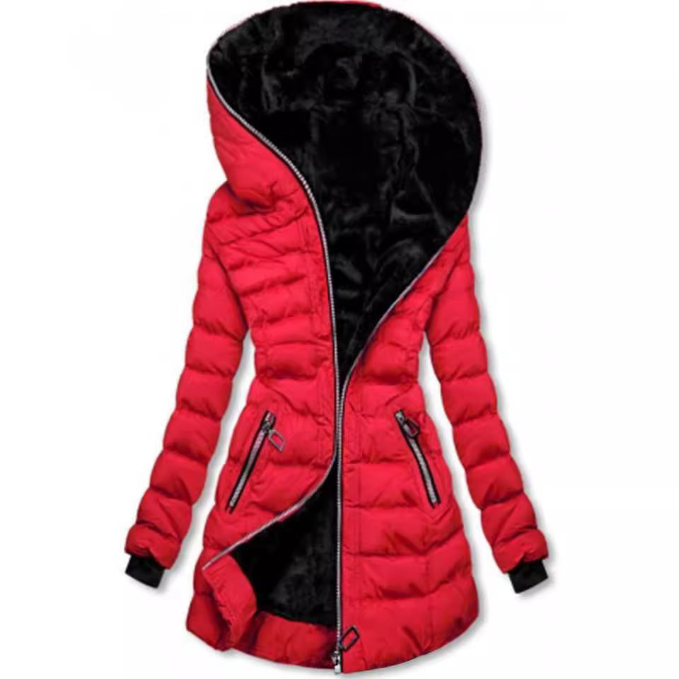Damen gefütterte Winterjacke mit hohem Kragen und stilvollen Reißverschlusstaschen R&B