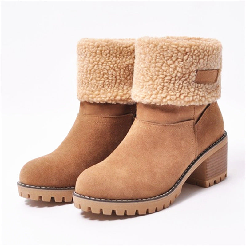 Damen warme Winterstiefel mit kuscheligem Kunstfellrand und robuster Profilsohle R&B