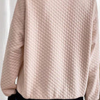 Damen oversized Stepp-Pullover mit klassischem Kragen und praktischen Knopfdetails R&B