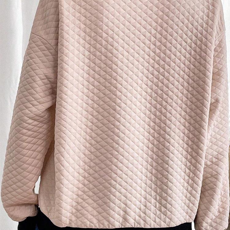Damen oversized Stepp-Pullover mit klassischem Kragen und praktischen Knopfdetails R&B