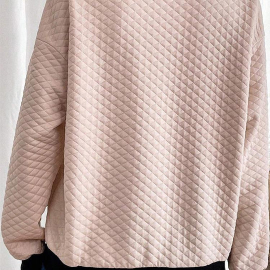 Damen oversized Stepp-Pullover mit klassischem Kragen und praktischen Knopfdetails R&B