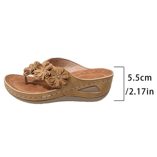 Damen Wedge-Pantoletten mit floralen Details und komfortablem Fußbett R&B