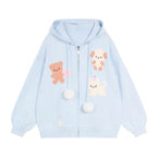 Damen Kapuzenjacke mit verspielten Tiermotiven und Pompoms R&B