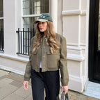 Damen modische Utility-Jacke mit praktischen Taschen und edlem Schnitt R&B