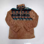 Damen Fleece-Pullover mit modischem Reißverschluss und buntem Muster R&B