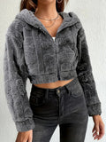 Damen Kuschelige Fleecejacke mit Reißverschluss und Kapuze R&B