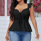 Damen Elegantes Oberteil mit Rüschen und Bindedetail R&B