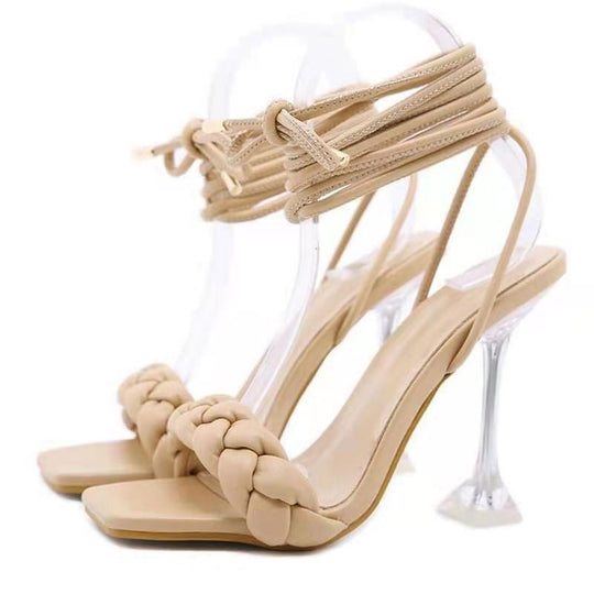 Damen Maßgeschneiderte High Heel Sandalen mit geflochtenem Riemen-Design R&B
