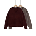 Damen V-Ausschnitt Strickpullover R&B