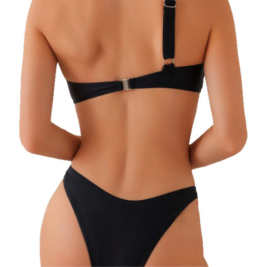 Damen asymmetrisches Bikini-Set mit dekorativem Detail R&B