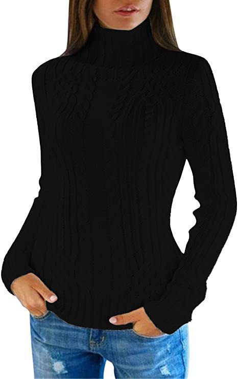 Damen Strickpullover mit hochgeschlossenem Kragen und Zopfmuster R&B