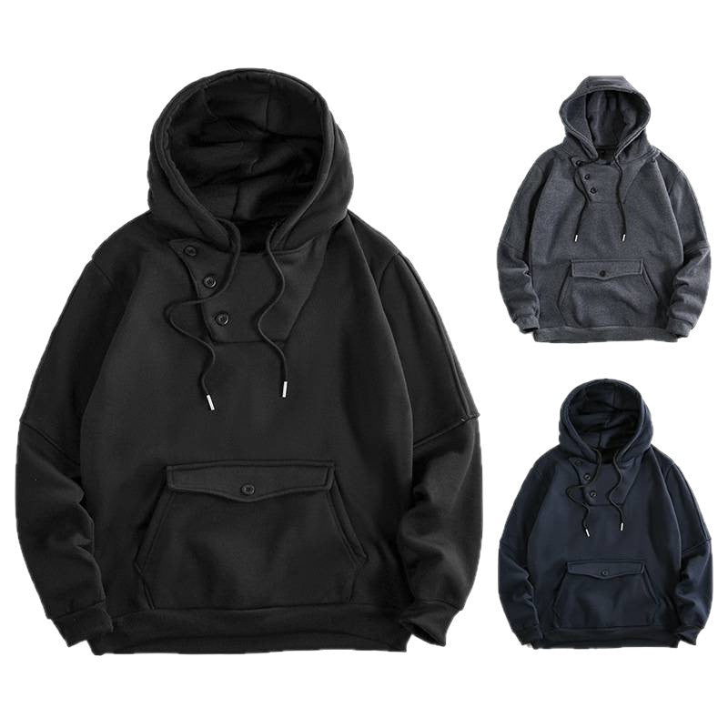 Herren lässiger Kapuzenpullover mit Knopfdetails und praktischen Taschen R&B