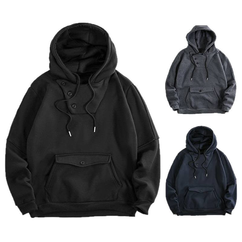 Herren lässiger Kapuzenpullover mit Knopfdetails und praktischen Taschen R&B