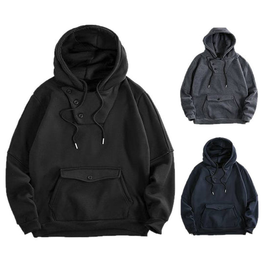Herren lässiger Kapuzenpullover mit Knopfdetails und praktischen Taschen R&B