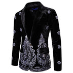 Herren eleganter Samtblazer mit opulenter Stickerei R&B