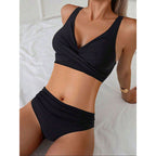 Damen Hoch geschnittenes Bikini-Set mit modischem Wickeloberteil und eleganter Passform R&B