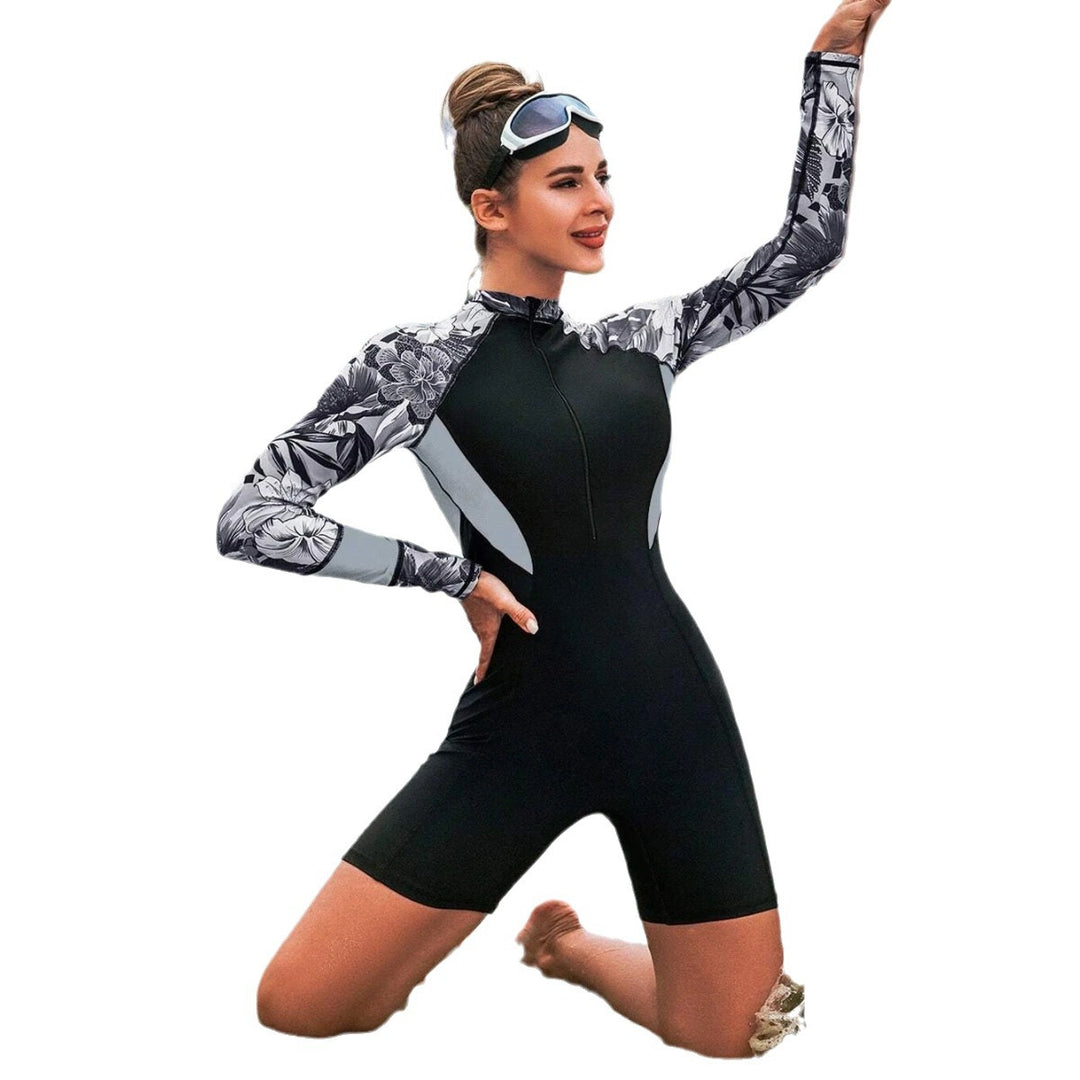 Damen Surfanzug mit langem Arm und floralem Design R&B