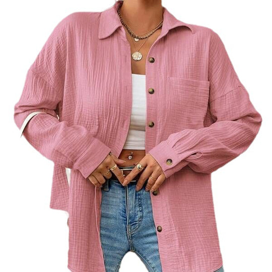 Damen Lässiges Overshirt mit Knopfleiste und Brusttasche R&B