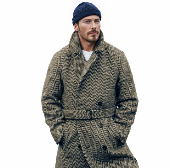 Herren eleganter Dufflecoat mit modernen Details und praktischen Taschen R&B