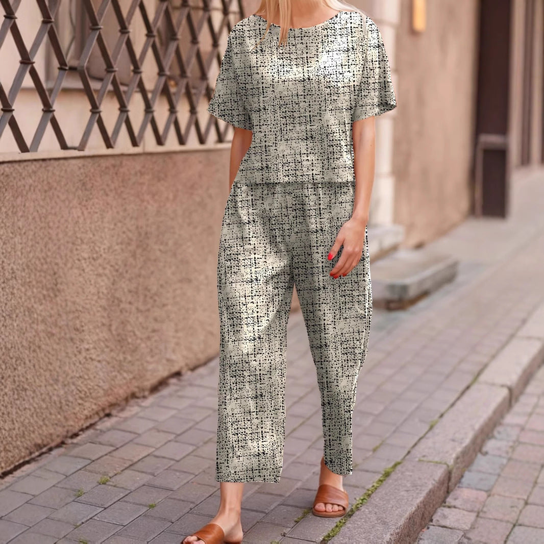Damen entspannter Zweiteiler mit weitem Schnitt und modischem Grafikdesign R&B