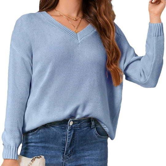 Damen lässiger V-Ausschnitt Pullover R&B
