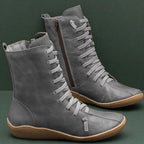 Damen Schnürstiefel mit elastischem Schaft und rutschfester Sohle R&B
