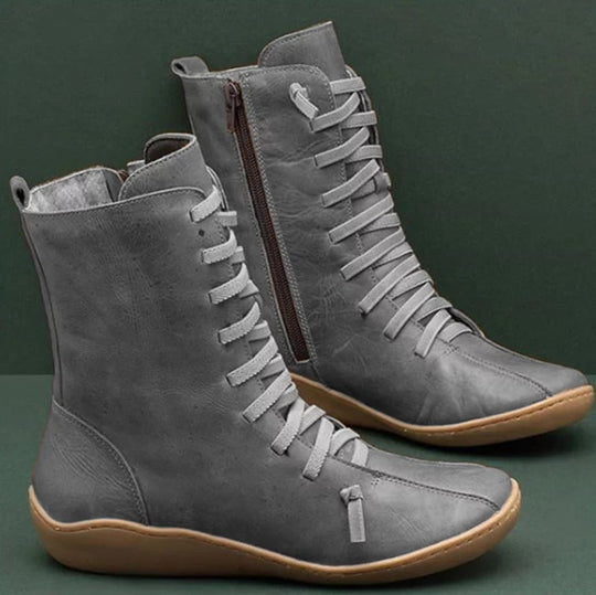 Damen Schnürstiefel mit elastischem Schaft und rutschfester Sohle R&B