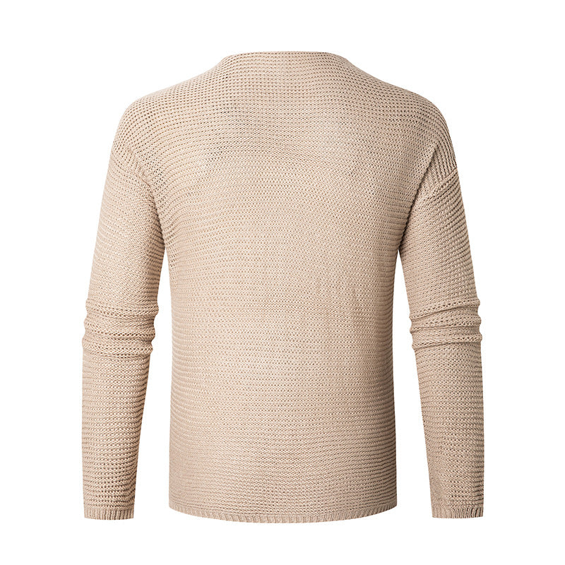 Herren lässiger Strickpullover mit V-Ausschnitt und luftigen Maschen R&B