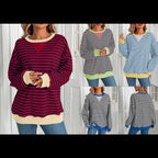 Damen gestreifter Pullover mit lockerer Passform