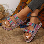 Damen Bequeme Riemensandalen mit Funkelnden Akzenten und Verstellbaren Riemen R&B