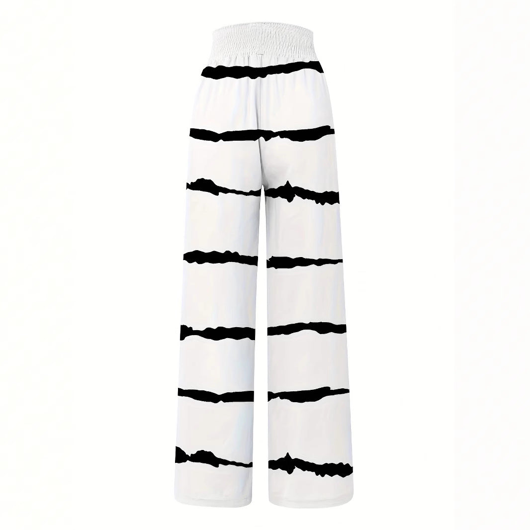 Damen Luftige Sommerhose mit seitlichen Taschen und modischem Streifenmuster R&B