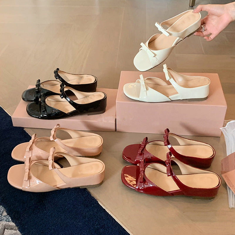 Damen Slipper mit elegantem Riemendesign und modischem Knoten R&B