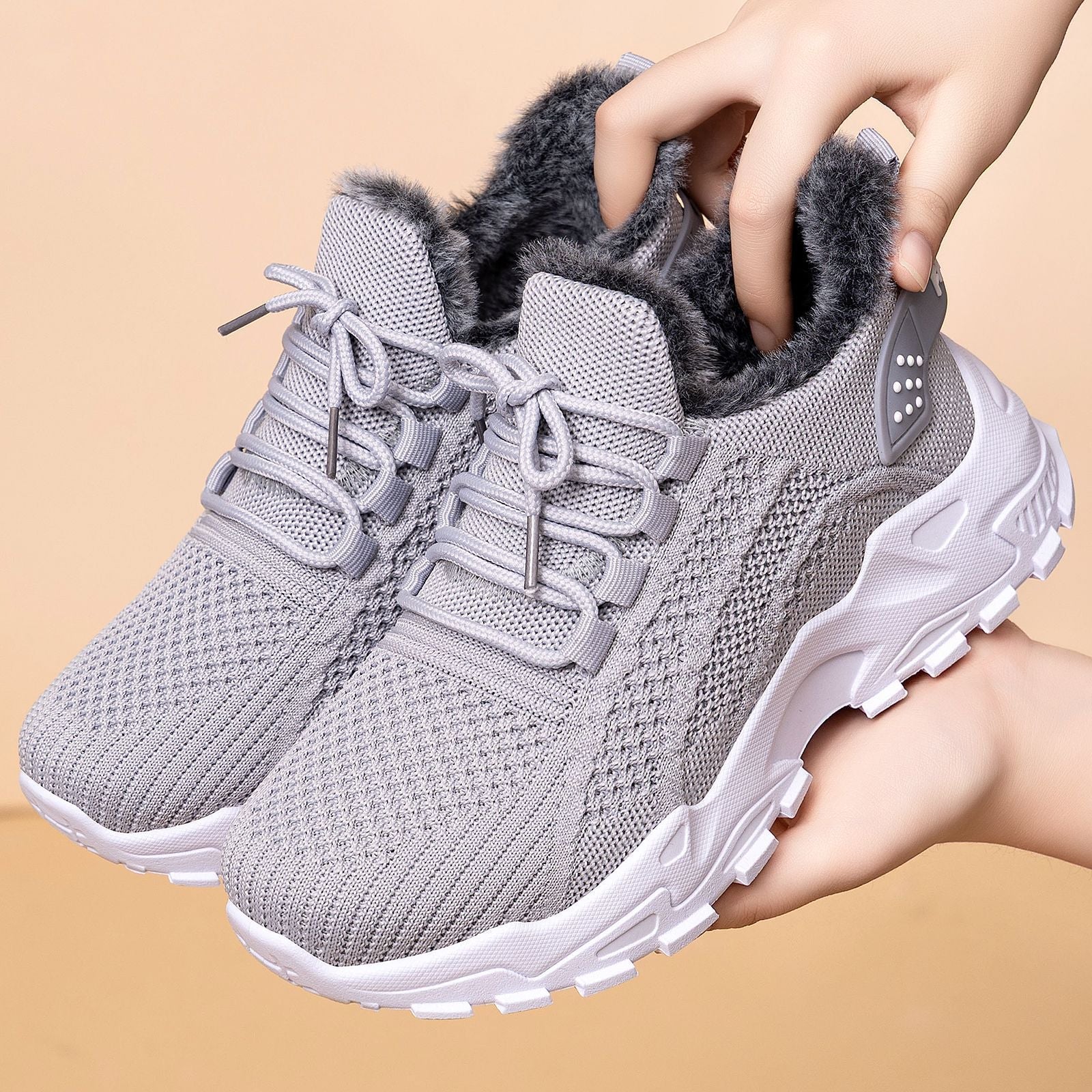 Damen Sportliche Sneaker mit kuscheligem Warmfutter und rutschfester Sohle R&B