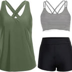 Damen Sportliches Tankini-Set mit floralem Oberteil und Shorts R&B
