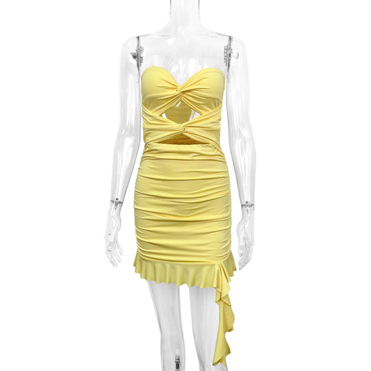 Damen Minikleid mit raffiniertem Wickeldesign und Rüschensaum R&B