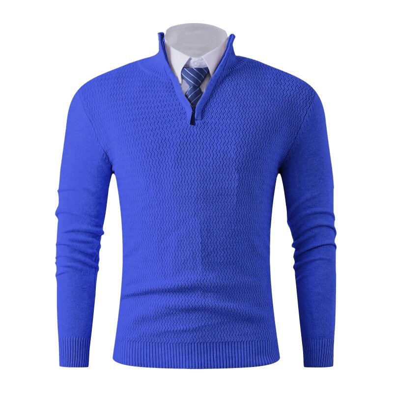 Herren Strickpullover mit modernem Stehkragen und strukturiertem Design R&B