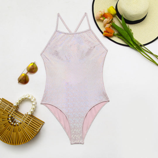 Damen Sportlicher Badeanzug mit modernem Pflanzenmuster R&B